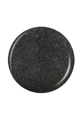 Sample color swatch of China Glaze nail polish in a sparkling black round shape